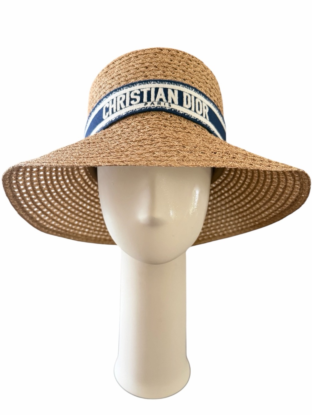 Christian Dior D-Bobby Large Brim Hat Blue Band